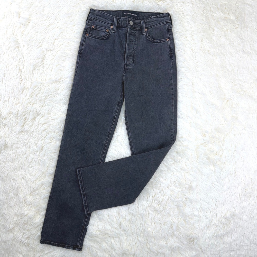 Denim Forum Arlo Straight Jeans Women 25 Black High Rise Aritzia 90s Style